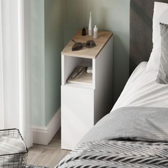 Vicco Comodino camera da letto Enton, Bianco/Sonoma, 20 x 59.5 cm con 1 porta, Vicco