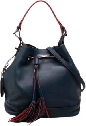 Prada Pre-owned Triangle Logo Plate Leather 2way Bag - Dames - Vintage Tas - Blauw - ONE Size - Leer - Vintage