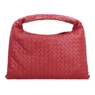 Bottega Veneta Handbags, female, Red, ONE SIZE, Leather Shoulder Bag with Intrecciato Motif