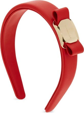 Ferragamo vara plate bow headband - women - Calf Leather/Brass/Plastic - One Size - Red