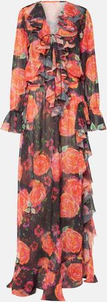 Bananhot Bellen ruffled floral maxi dress