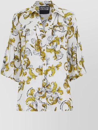 Versace Jeans Couture floral print half sleeve collared top