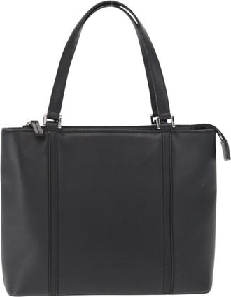 Burberry Vintage Handbag Leather Black Leather Handbag (Pre-Owned)