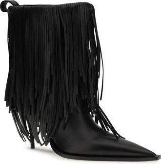 Balenciaga Womens Avenue Fringe Ankle Boots Black Calf Leather Bos Taurus