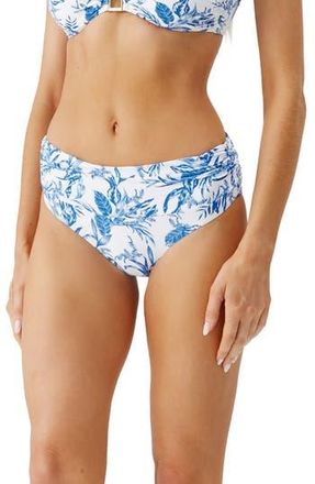 Melissa Odabash Bel Air Ruched Bikini Bottoms in Blue Leaf at Nordstrom Rack, Size 10