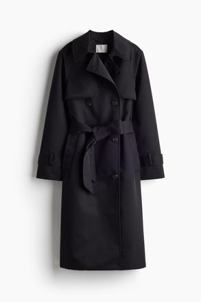 H&M Zweireihiger Trenchcoat aus Twill - Schwarz