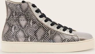 AllSaints Cow Leather Tana Snake Print Leather High Top Trainers, Size: UK7.5/US10.5/EU40.5