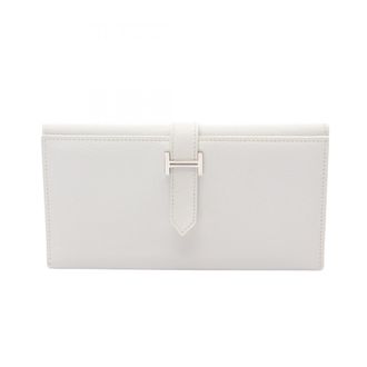 Herm&egrave;s White Epsom Leather Long Wallet (Tri-Fold) (Pre-Owned)