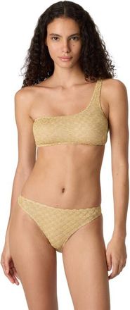 Missoni One-shoulder Bikini In Lam&eacute; Viscose With Raschel Workmanship in Gold at Nordstrom, Size 38 It