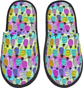 Generic Slippers Doodle Pineapples Cozy House Slippers Lightweight Anti-Slide Slipper For Travel Room Bedroom L