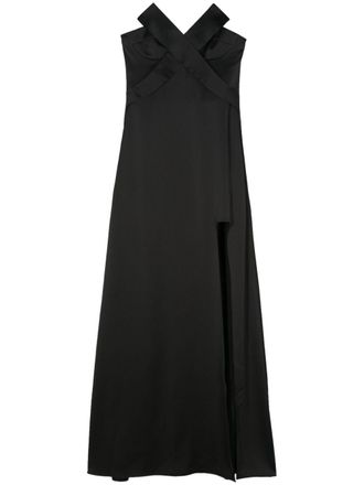 Genny X-embellished long dress - Black