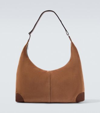 Brunello Cucinelli Leather-trimmed suede shoulder bag