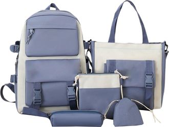 Generic 2026 Casual Backpack Set for School Students Lightweight Durable Daypack with Multiple Pockets Stylish Unisex Bookbag Teens and Kids (Blue, One Size)