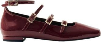 Alohas Onix Leren Ballet Flats - Wijn - Dames - Ballerinas - Rood - 38 EU - Leer - Schoenen