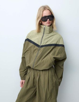 Asos giacca a vento color block a pipistrello verde-Multicolore