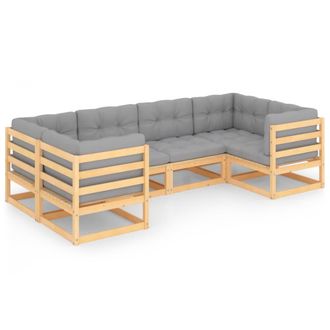 vidaXL Juego De Muebles De Jard&iacute;n 6 Pzas Y Cojines Madera Maciza Pino Vidaxl