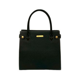 Burberry Black Leather Handbag Tote Bag (Pre-Owned)