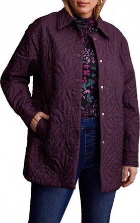 Tribal Quilted Snap Front Shacket In Raisin