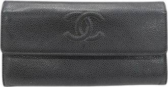 Chanel Pre-owned Vintage Portemonnee - Dames - Vintage Accessoires - Grijs - ONE Size - Leer - Vintage