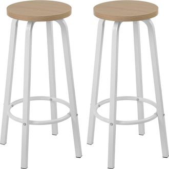 Woltu Set Di 2 Sgabelli Da Bar Bistrot - Seduta In Mdf - Struttura In Metallo - Sgabello Da Cucina - 30 X 30 X 72 Cm - Rovere Chiaro - Woltu