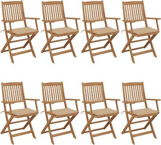 vidaXL Sillas De Jard&iacute;n Plegables 8 Uds Madera Maciza Acacia Y Cojines Vidaxl