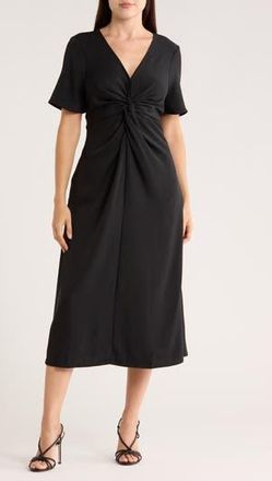 Nordstrom Rack Twist Front Midi Dress in Black at Nordstrom Rack, Size Xx-Small