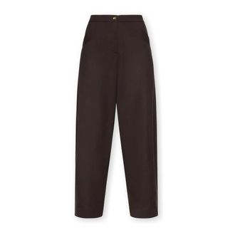 Elena Miro Broeken, Dames, Bruin, 7Xl, Polyester, Gecropte Flanellen Broek