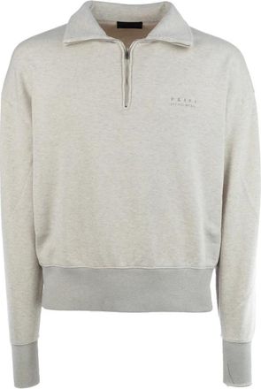 Prada Truien & Vesten, Heren, Grijs, XL, Katoen, Zachte Katoenen Sweatshirt met Korte Rits