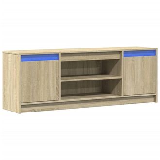 Berkfield Home TV Cabinet with LED Sonoma Oak 139.5x34x50 cm Engineered Wood in Light Tan