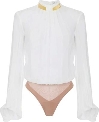 Elisabetta Franchi Body in georgette - - Tops - Donna - Bianco - L