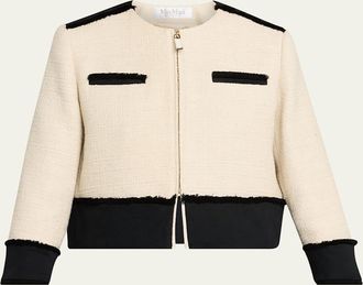 Max Mara Woven Fringe-Trim Crop Jacket