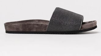 Brunello Cucinelli Sliders Brunello Cucinelli in camoscio con monile