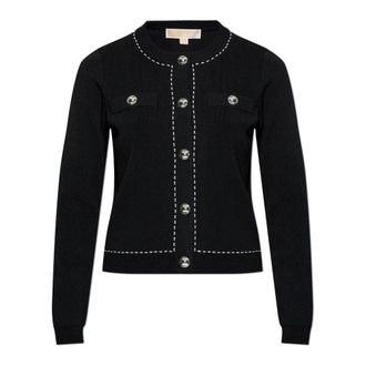 Michael Kors Cardigans, female, Black, Size: XL Studded Stretch Knit Cardigan