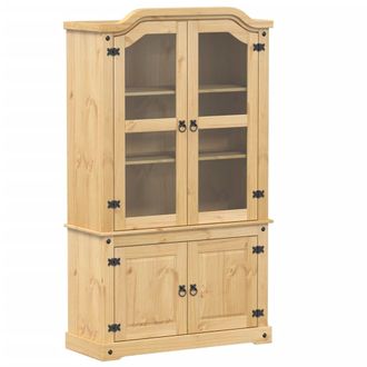 vidaXL Armario Con Vitrina Corona Madera Maciza Pino 103,5x42x180 Cm Vidaxl