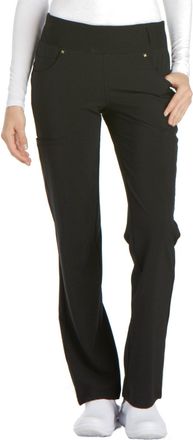 Cherokee womensCK002Iflex Mid Rise Straight Leg Pull-on Pant Medical Scrubs Pants - Black - XS