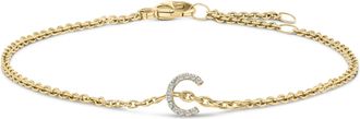 House of Brilliance 10K Gold Diamond Accent A-Z Initial Charm and Link Bracelet