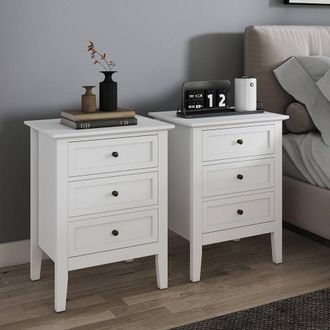 Melody Maison Pair Of 3 Drawer Bedside Tables - Rowley White Range