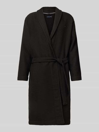 Tommy Hilfiger Regular Fit Bademantel aus reiner Baumwolle mit Waffelstruktur in Black, Gr&ouml;&szlig;e XXL