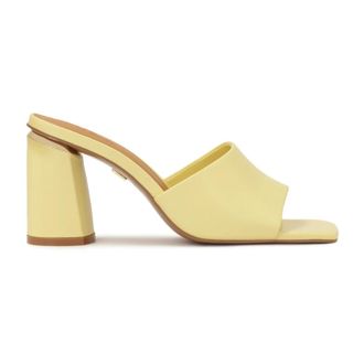 Kazar Gele muiltjes op een blok - Dames - Muiltjes - Geel - 38 EU - Leer - Schoenen