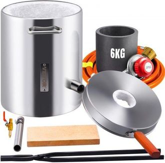 OEM Schmelzofen Propan Metall Schmelzofen 6 Kg, Edelstahl Schmelzofen Gas 1482 &deg; Inkl. 1 X Brenner, 1 X Tiegel, Schmiede Messerherstellung Schmiedeset F&uuml;r