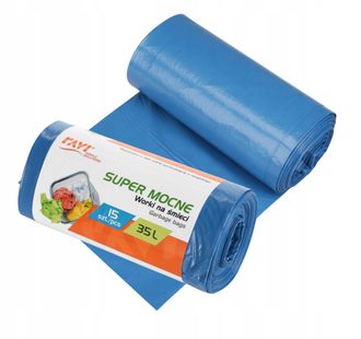 OEM Bolsas De Basura S&uacute;per Resistentes De Ldpe De 35 L, 15 Unidades, Azules, Resistentes Y Gruesas
