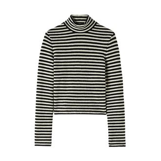 Jil Sander Tops, Dames, Zwart, L, Katoen, Gestreept T-Shirt