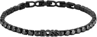 BOSS Chain tennis bracelet with black crystals