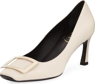 Roger Vivier Belle Vivier Trompette Leather 70mm Pumps, Off White