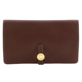 Hermès Dogon Brown Togo Leather Long Wallet (Bi-Fold) (Pre-Owned)