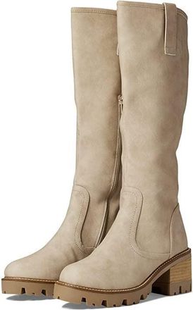 Dolce Vita Mya Boots Womens US 9.5 Beige Block Heel Knee High Riding ZPO3486
