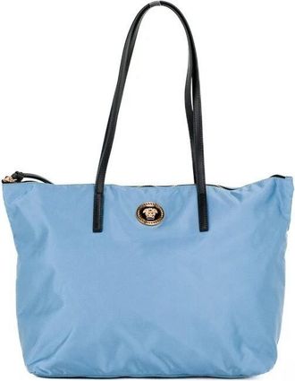 Versace Versace Portuna Medusa Medium Cornflower Blue Nylon Leather Tote Bag Womens Purse
