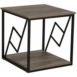 Beliani Beliani - Tavolino da Salotto Piano Legno Scuro Struttura Metallo Nero 56 x 56 cm Forres
