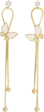 Eyecandy LA Eye Candy La Naomi Butterfly Fringe Cz Drop Earrings