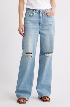 Rag & Bone Logan Distressed Mid Rise Wide Leg Jeans in Ludlow at Nordstrom Rack, Size 26